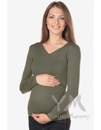 Лонгслив для кормящих и беременных, цвет хаки
