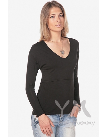 Туника с драпировкой на спине для беременных и кормящих, черная