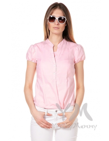 Рубашка с коротким рукавом для кормящих и беременных, розовая