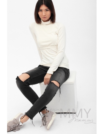 Водолазка для беременных и кормящих, цвет экрю