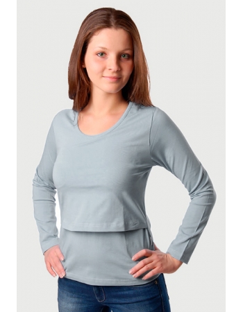 Футболка для кормящих с длинным рукавом, "Серая"