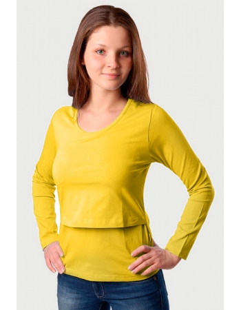 Футболка для кормящих с длинным рукавом, "Желтая"