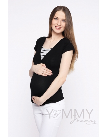 Футболка для беременных и кормящих, черная