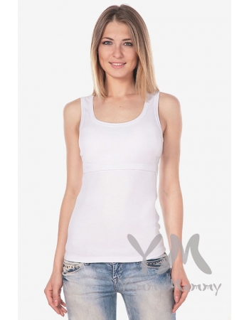 Майка для кормящих и беременных, белая (рибана)