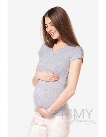 Футболка для беременных и кормящих, цвет серый меланж