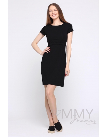 Платье для беременных и кормящих из вискозы, черное