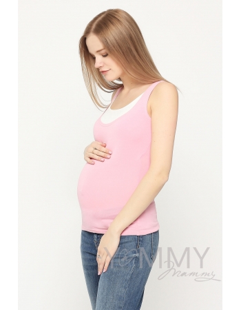 Майка для кормящих и беременных, цвет розовый с белым