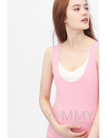 Майка для кормящих и беременных, цвет розовый с белым