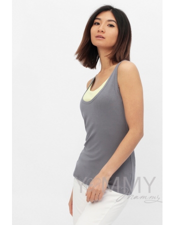 Майка для беременных и кормящих, цвет серый с жёлтым