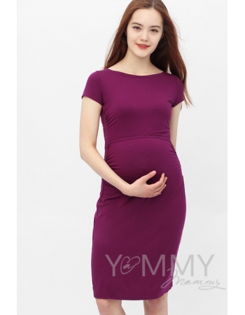 Платье для беременных и кормящих из модала с коротким рукавом, орхидея