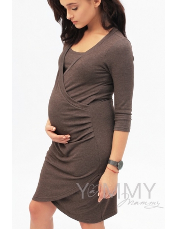 Платье для кормящих и беременных со складками, мускат меланж