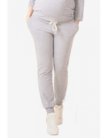 Брюки для родивших и беременных универсальные, спортивные из футера серый меланж