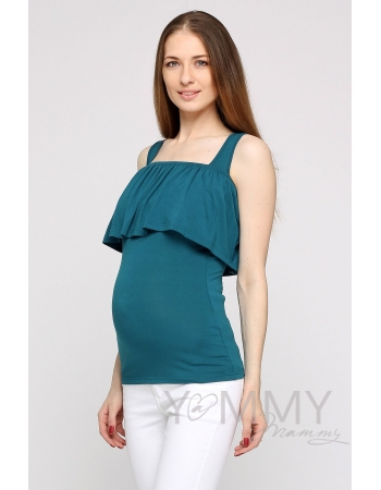 Топ для кормящих и беременных с воланом, цвет изумруд
