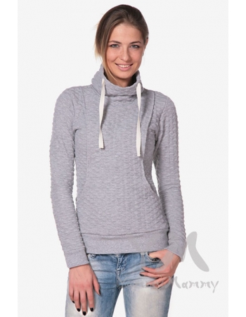 Толстовка с высоким горлом для кормящих и беременных, цвет серый меланж