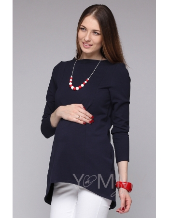 Туника для кормящих и беременных из футера, темно-синяя