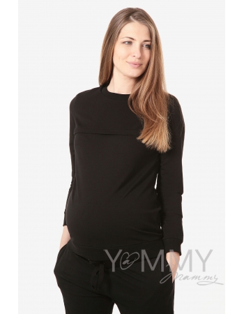 Свитшот для беременных и кормящих с секретом на молнии, черный