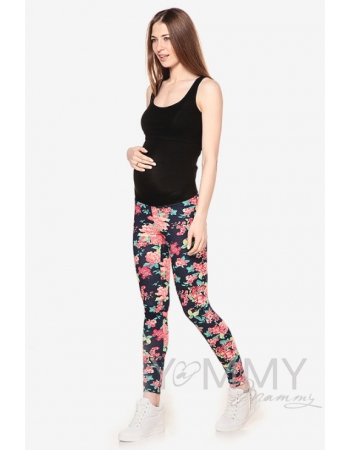 Джегинсы для родивших и беременных универсальные, с цветочным принтом