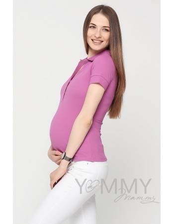 Футболка поло для беременных и кормящих, орхидея