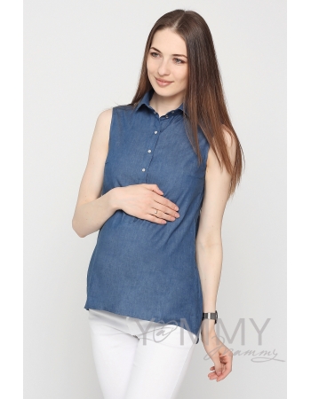 Туника для беременных и кормящих джинсовая с кружевом