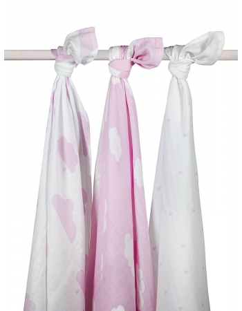 Муслиновые пеленки для новорожденных Jollein большие, Clouds Pink (Розовые облака)