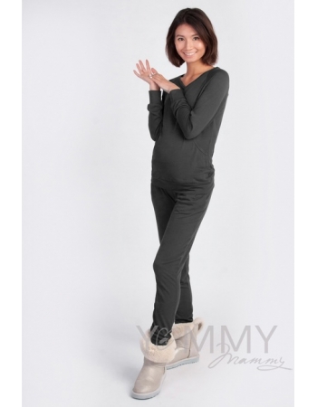 Костюм для кормящих и беременных из джемпера и брюк, графит