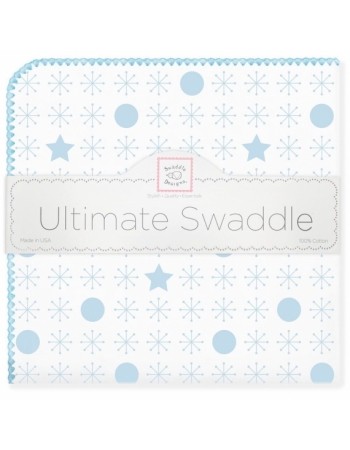 Фланелевая пеленка для новорожденного SwaddleDesigns Ultimate Jax & Stars Blue
