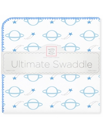 Фланелевая пеленка для новорожденного SwaddleDesigns Ultimate Planets Blue
