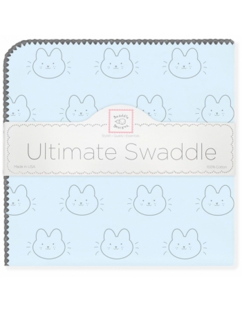 Фланелевая пеленка для новорожденного SwaddleDesigns Ultimate Bonjour Bunnie Pstl Blue