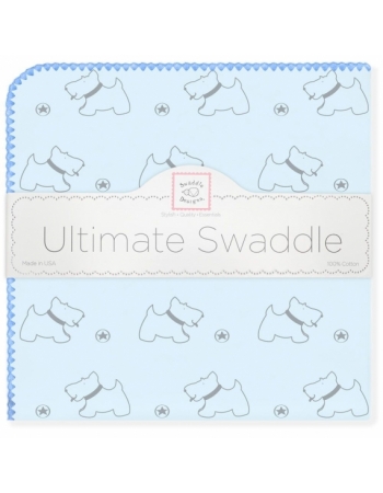 Фланелевая пеленка для новорожденного SwaddleDesigns Ultimate Gray Doggie Blue
