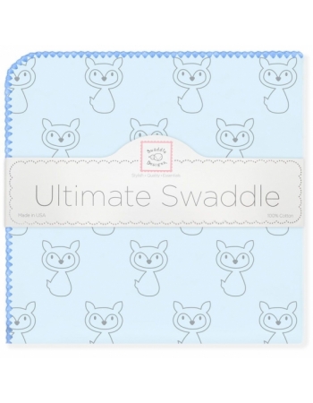 Фланелевая пеленка для новорожденного SwaddleDesigns Ultimate Gray Fox Blue