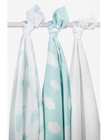 Муслиновые пеленки для новорожденных Jollein большие, Clouds Jade (Нефритовые облака)