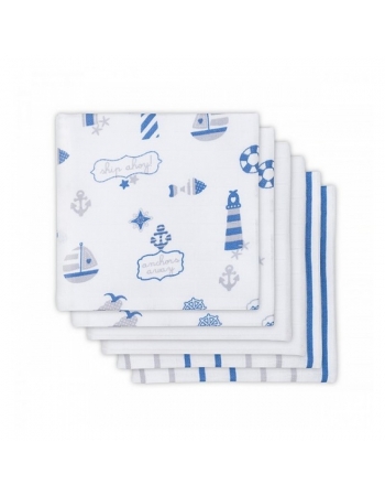 Муслиновые пеленки для новорожденных Jollein средние, Boys at sea (Мальчики на море)