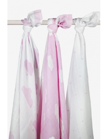 Муслиновые пеленки для новорожденных Jollein большие, Clouds Pink (Розовые облака)