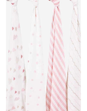 Муслиновые пеленки для новорожденных Aden&Anais большие, набор 4, Heart Breaker