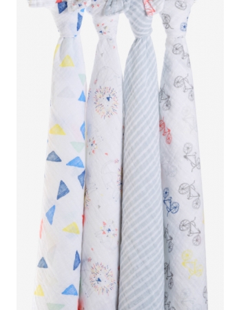 Муслиновые пеленки для новорожденных Aden&Anais большие, набор 4, Leader of the Pack