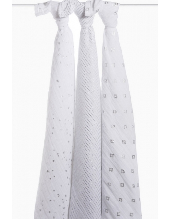 Муслиновые пеленки для новорожденных Aden&Anais мерцающие большие, набор 3, Metallic Silver