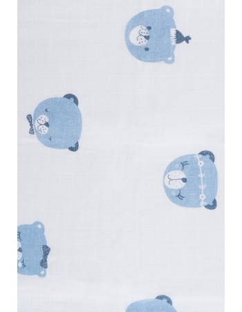 Муслиновые пеленки для новорожденных Jollein средние, Funny Bear Blue