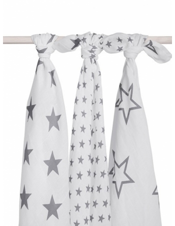Муслиновые пеленки для новорожденных Jollein большие, Little Star Grey