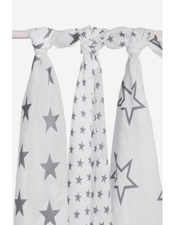 Муслиновые пеленки для новорожденных Jollein большие, Little Star Grey