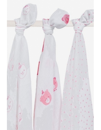 Муслиновые пеленки для новорожденных Jollein большие, Funny Bear Pink