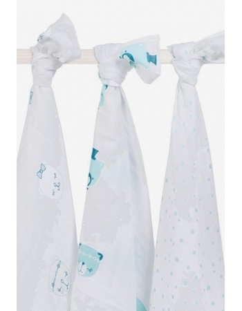 Муслиновые пеленки для новорожденных Jollein большие, Funny Bear Green