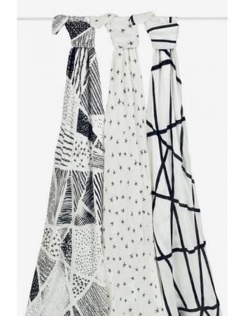 Бамбуковые пеленки для новорожденных Aden&Anais большие, набор 3, Midnight