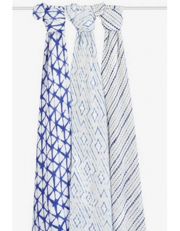 Бамбуковые пеленки для новорожденных Aden&Anais большие, набор 3, Indigo