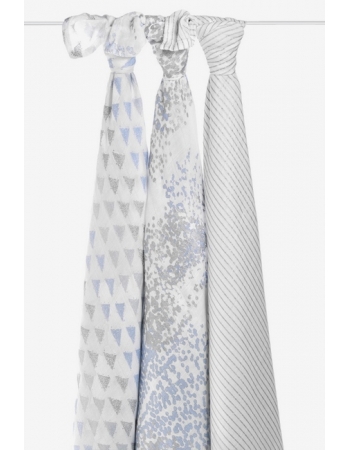 Бамбуковые пеленки для новорожденных Aden&Anais большие, набор 3, Metallic blue