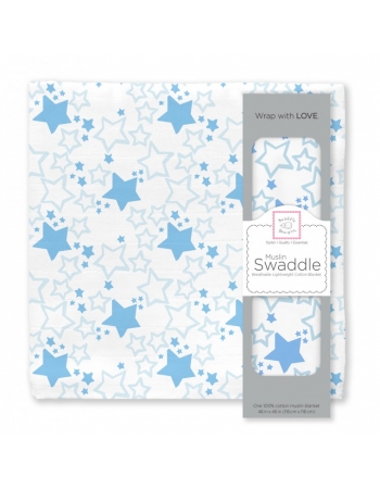 Муслиновая пеленка для новорожденных Swaddle Designs большая, Blue Starshine