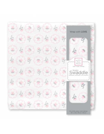 Муслиновая пеленка для новорожденных Swaddle Designs большая, Pstl Pink Posies