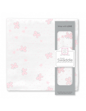 Муслиновая пеленка для новорожденных Swaddle Designs большая, Pstl Pink Butterflies