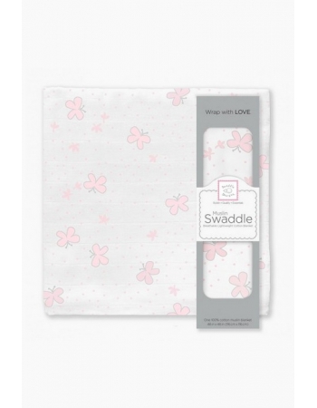 Муслиновая пеленка для новорожденных Swaddle Designs большая, Pstl Pink Butterflies