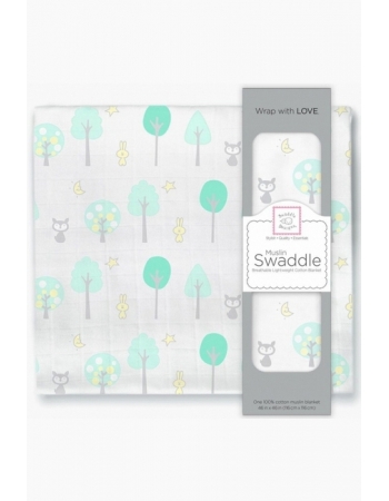 Муслиновая пеленка для новорожденных Swaddle Designs большая, Green Woodland