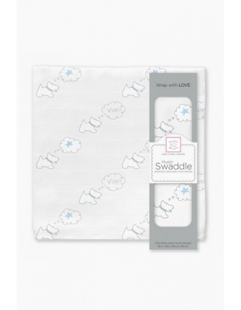 Муслиновая пеленка для новорожденных Swaddle Designs, Pstl Blue Doggie Star